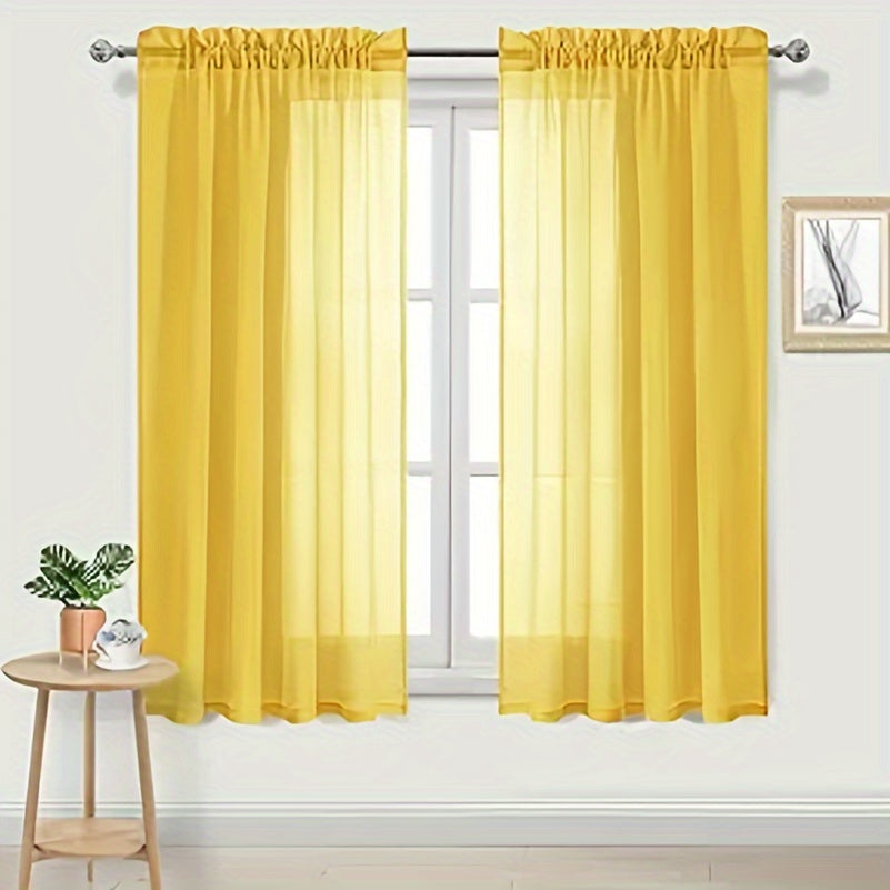 Cortinados Semi-transparentes - Pack de 2 Cortinados Leves e Respiráveis em Poliéster para Quarto e Portas de Terraço