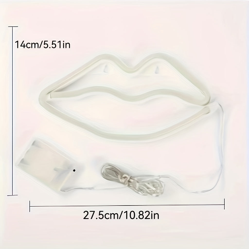 GlowLips - Neon Pink LED Lip Lamp, USB Powered, Valentine's Day Decoration