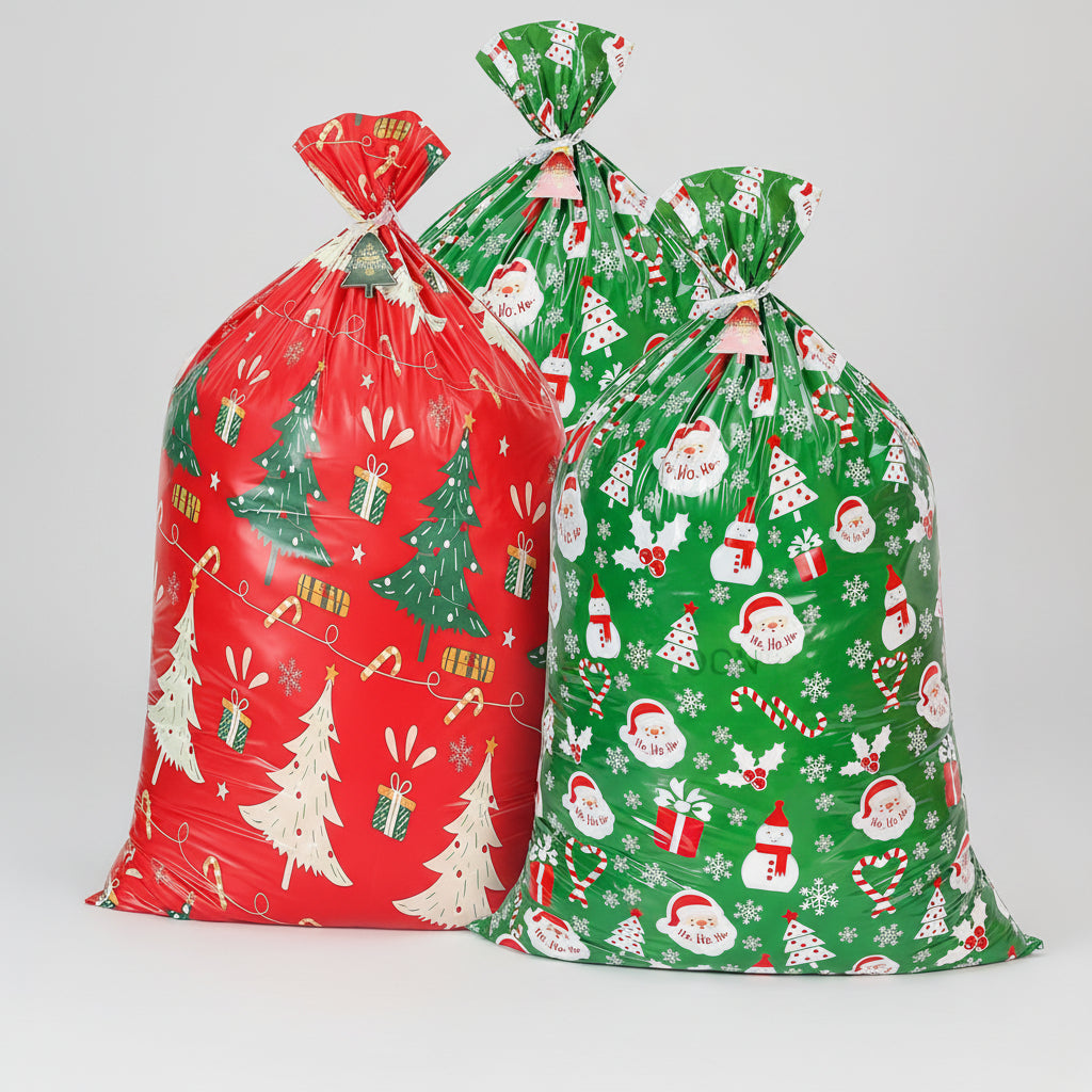 Christmas Gift Bag Drawstring Reusable Foil Bags Set 40 Pieces