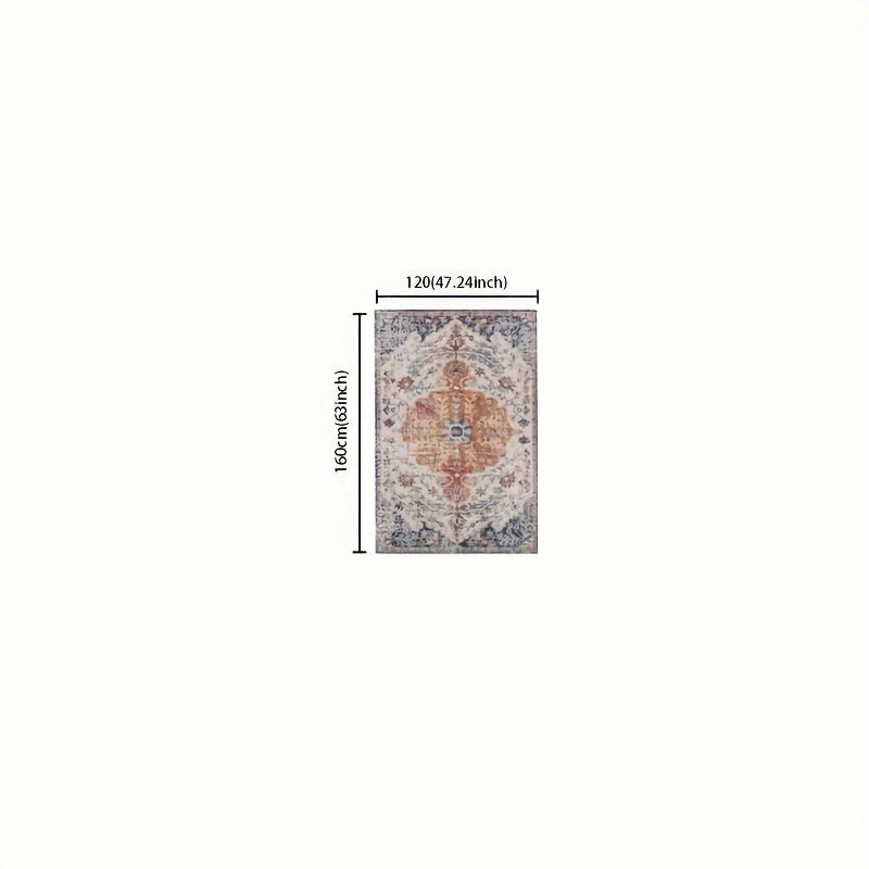 Vintage Floral Pattern Outdoor Rug – Non-slip, Lightweight, Washable, Soft and Durable