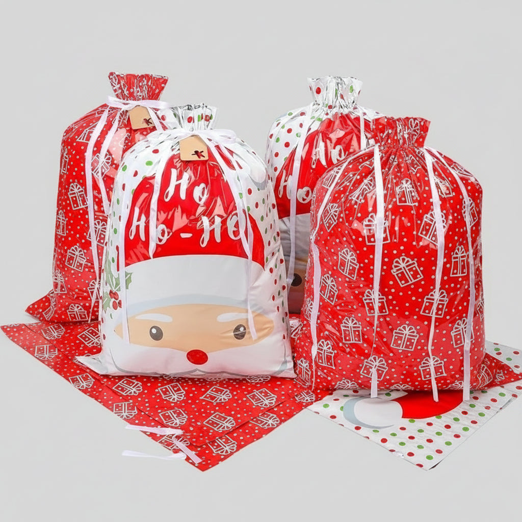 Christmas Gift Bag Drawstring Reusable Foil Bags Set 40 Pieces