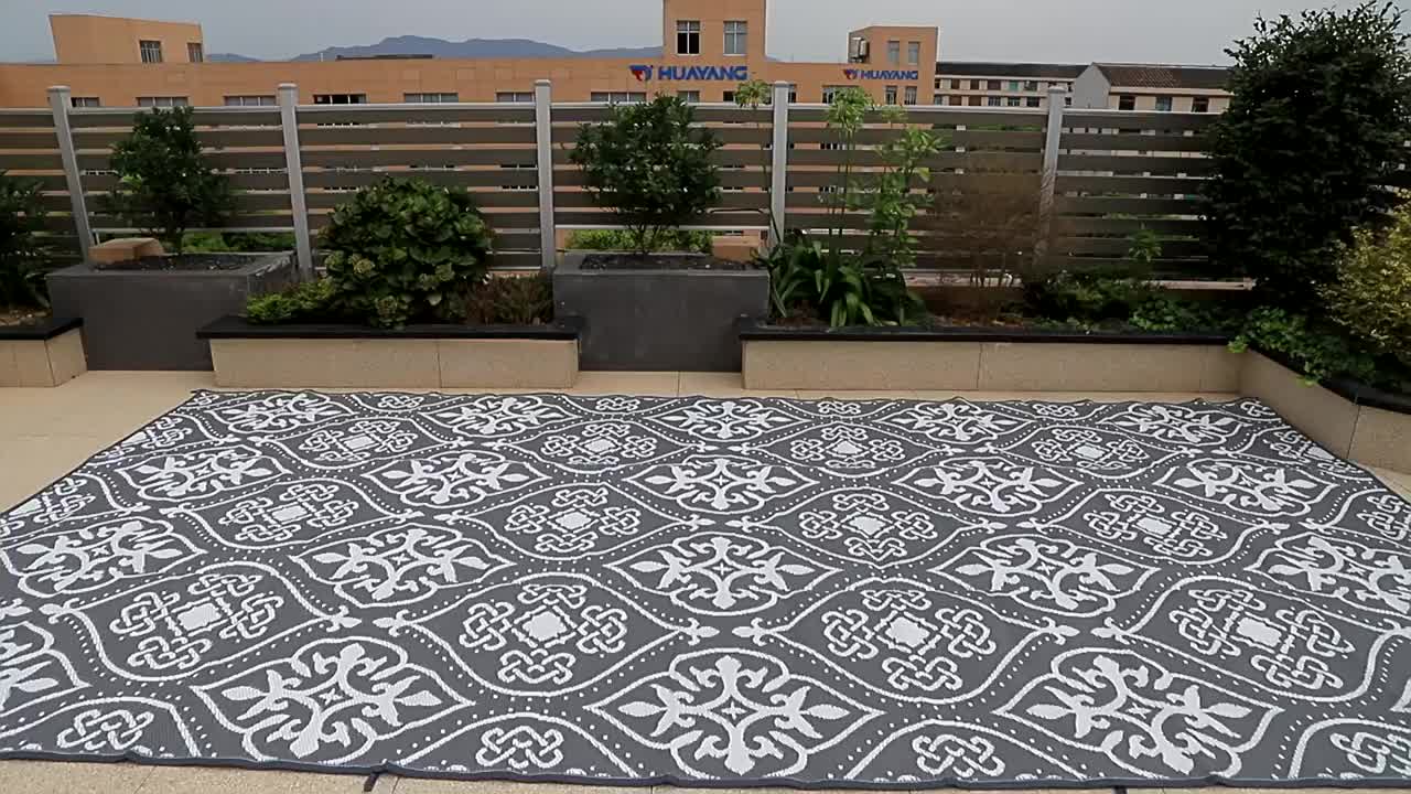 Tapete Exterior de Luxo Antiderrapante e Impermeável - 274x548cm - Tapete Reversível para Pátio, Acampamento, Praia, Plataforma, Jardim, Piquenique
