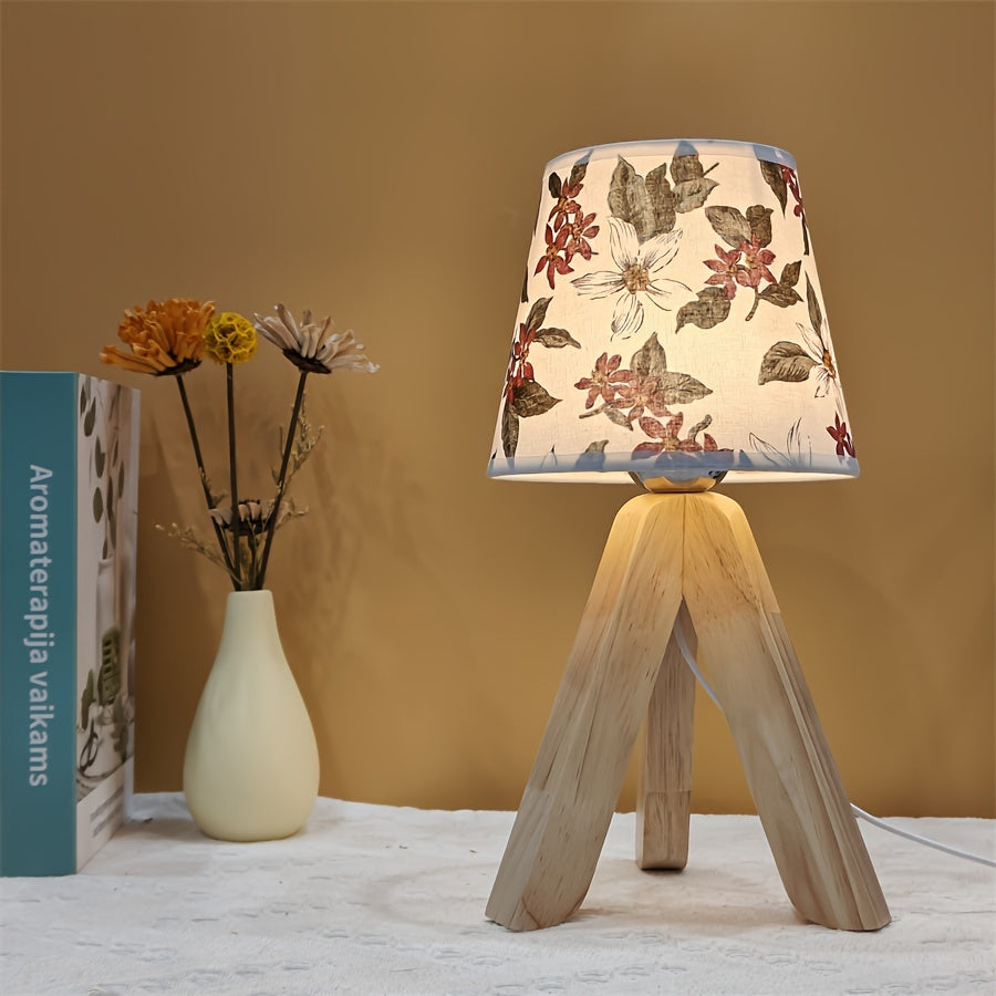 BloemLamp - Lampada da tavolo LED moderna con base in legno, alimentata via USB