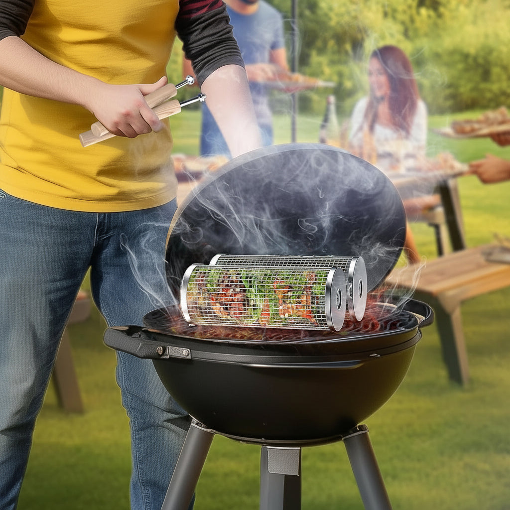 Grillmand Set 2 Pieces Wooden Handles BBQ