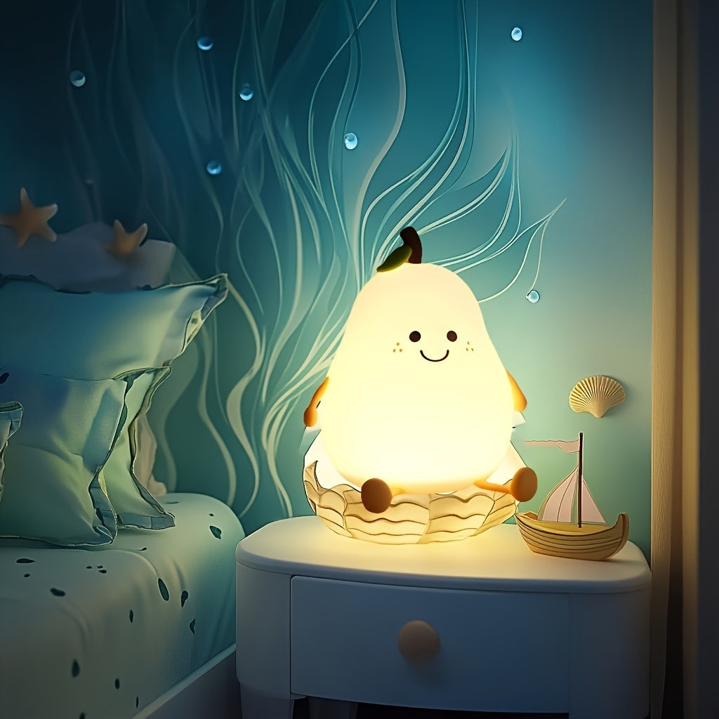 PearGlow - USB Rechargeable Pear-Shaped LED Desk Lamp with Dimmable Features