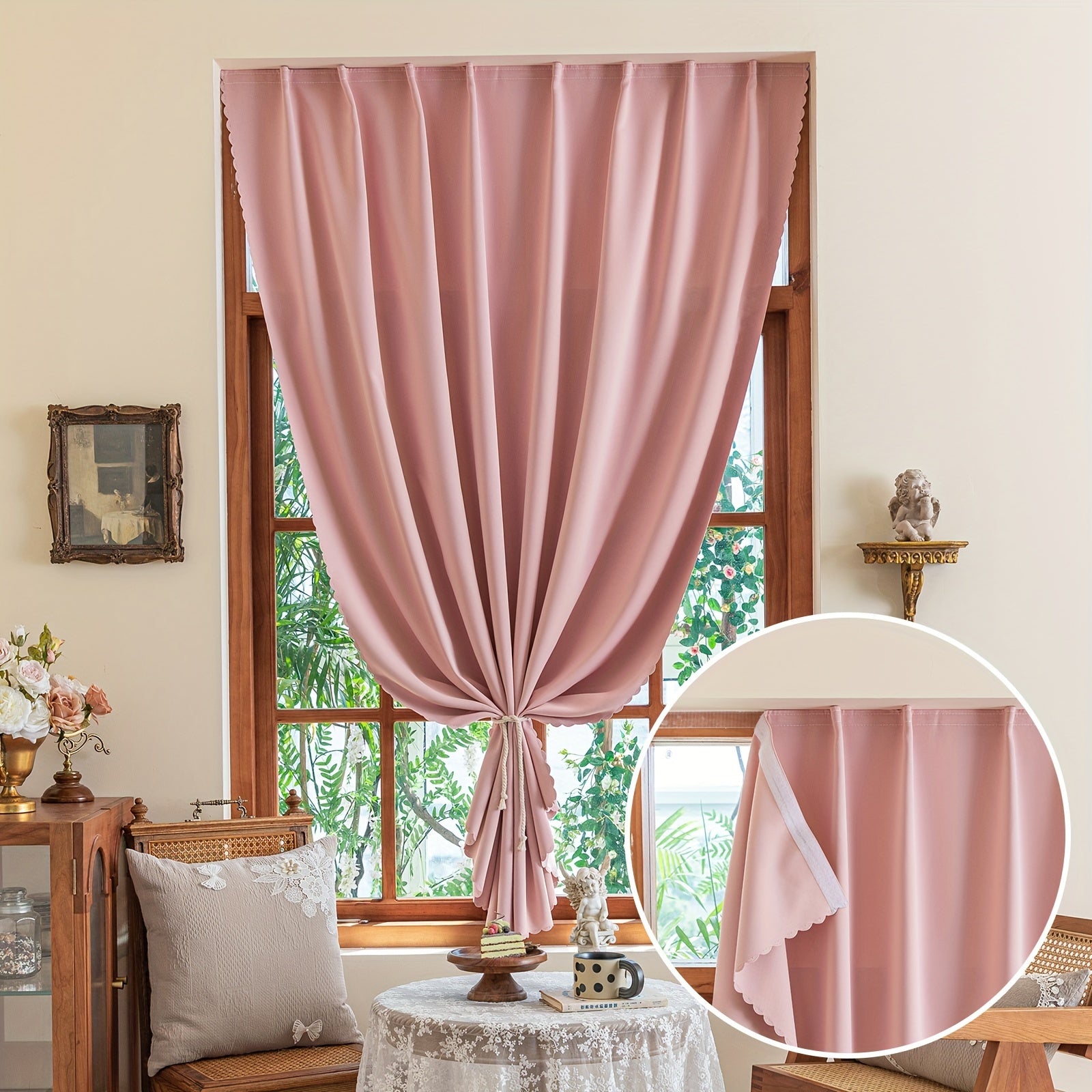 1 Piece Blackout Curtains - Self-Adhesive Window Covering for Bedroom and Living Room