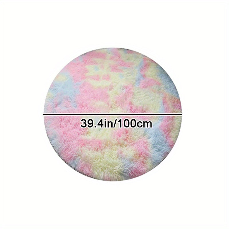 Tappeto Rotondo Arcobaleno Morbido – Tie Dye Colorato, Morbido Tappeto da Gioco per Bambini, Decorazione per Camera da Letto o Soggiorno