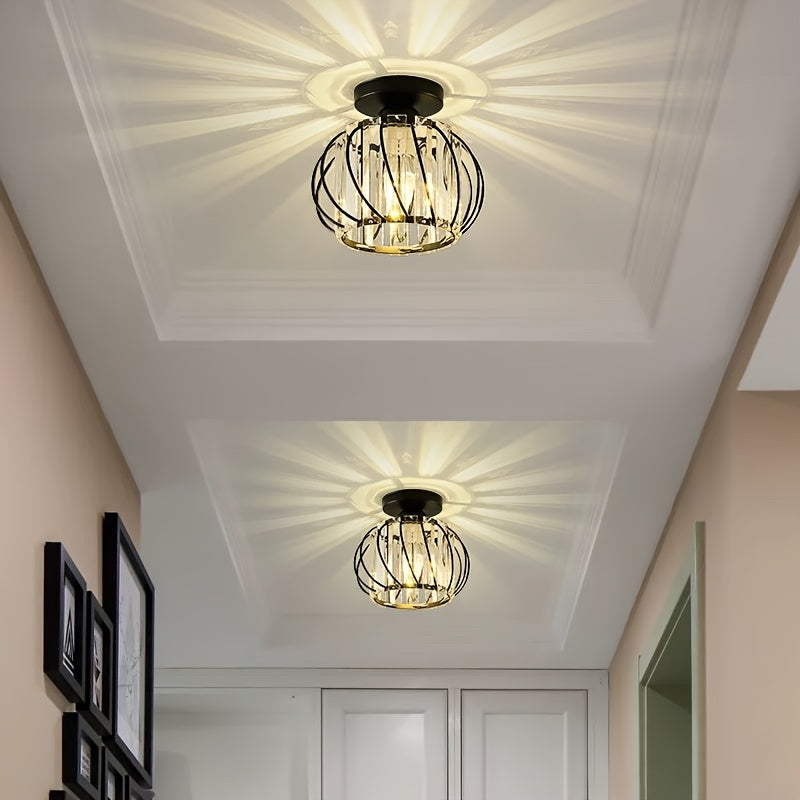 CrystalGlow - Luxe Kristallen Ganglamp, Zwart Goud