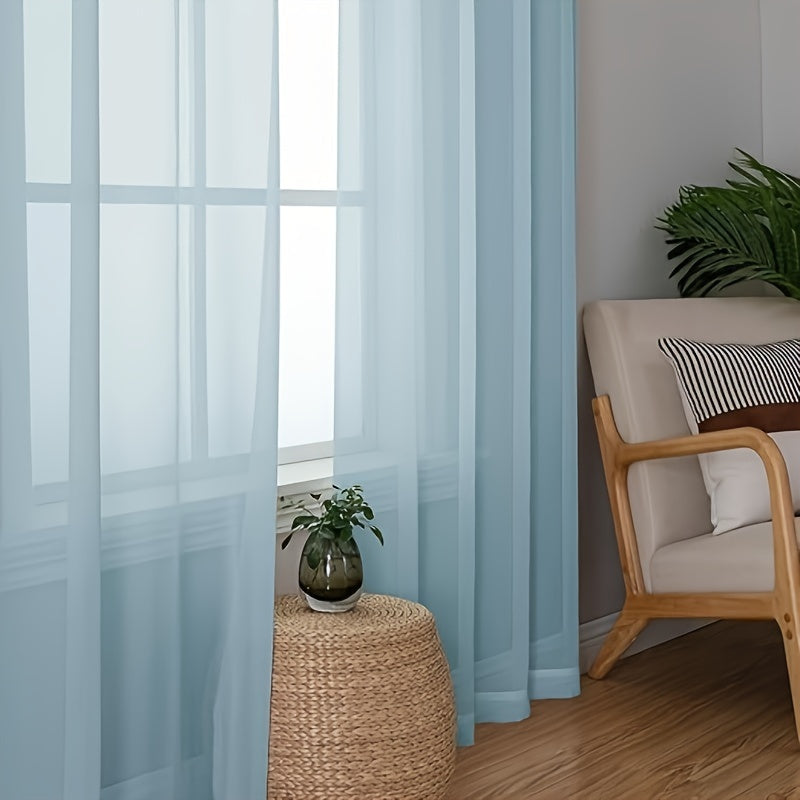 Cortinados Semi-transparentes - Pack de 2 Cortinados Leves e Respiráveis em Poliéster para Quarto e Portas de Terraço