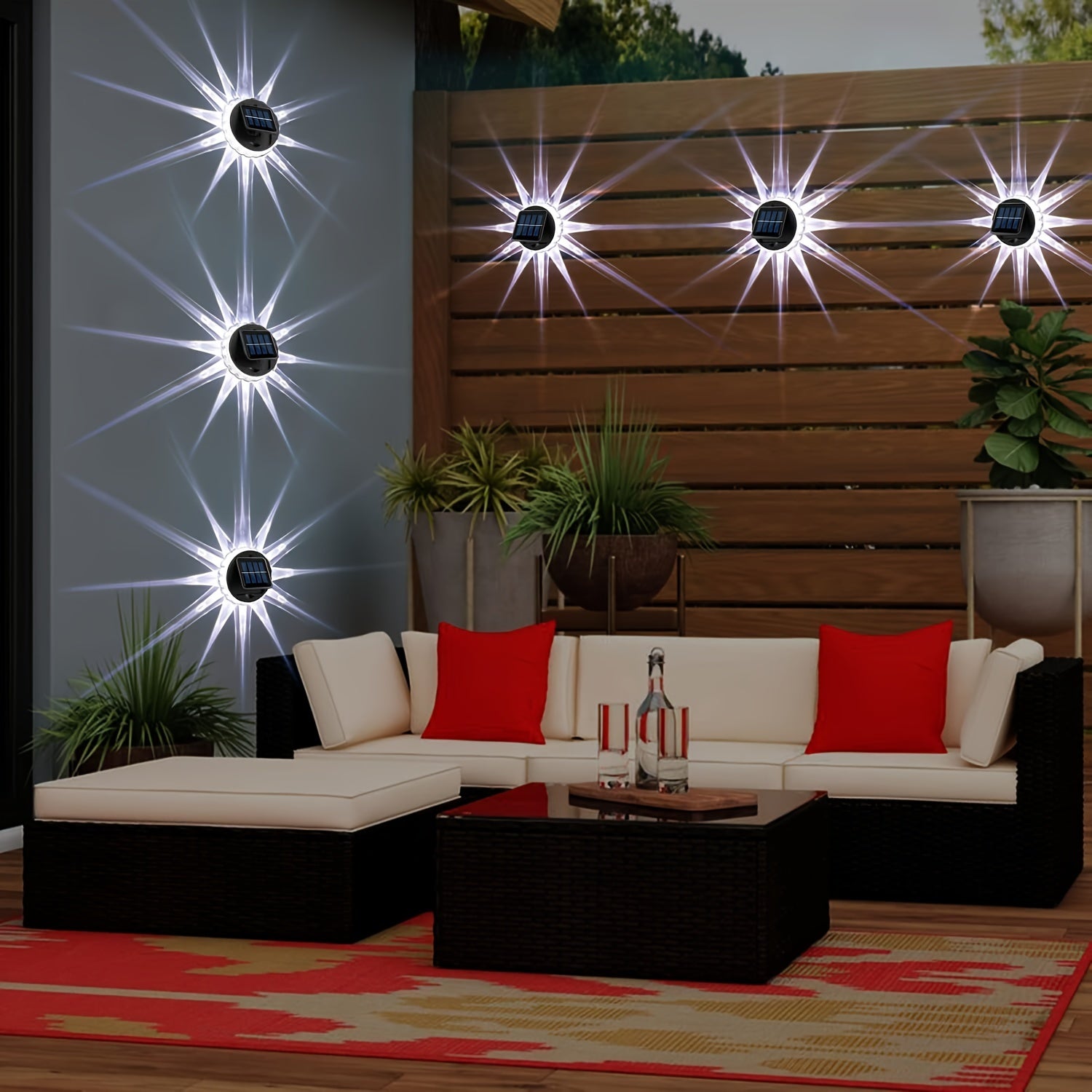 SolarFence - Conjunto de 4 Iluminações LED à Energia Solar à Prova de Água para Cercas, Pátios e Escadas