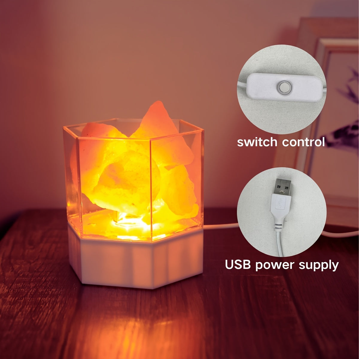 Salt Lamp - Himalayan Night Lamp with USB Connection