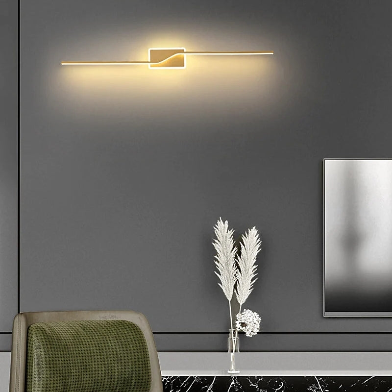 Candeeiro de parede LED minimalista moderno preto/dourado