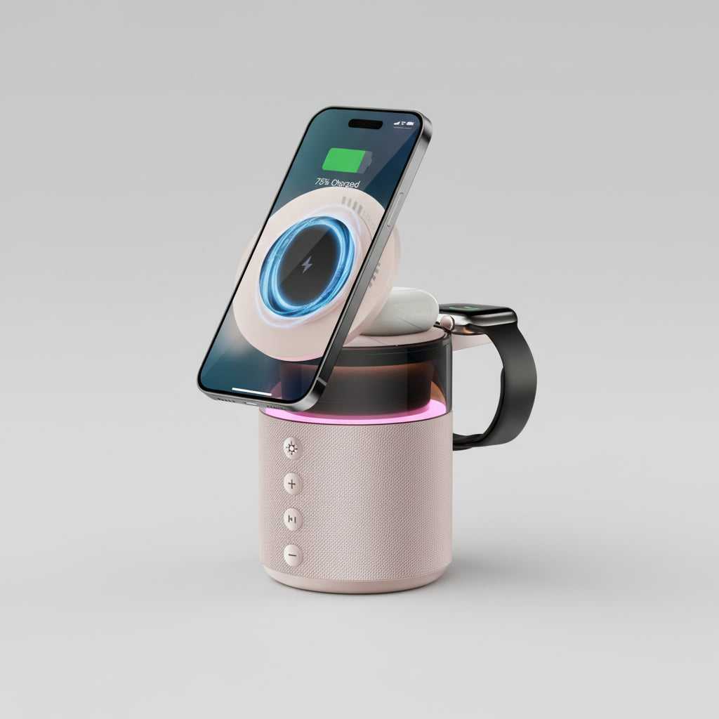 Wireless Charging Station Night Light Multifunctional USB C Charger Stand
