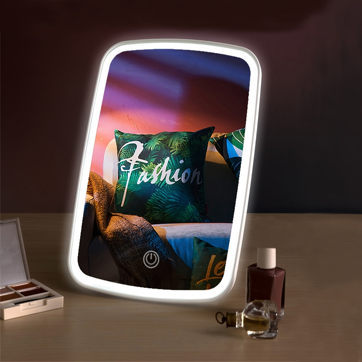Specchio per trucco LED con sensore touch - 3 modalità di illuminazione a colori, luminosità regolabile, pieghevole e ricaricabile