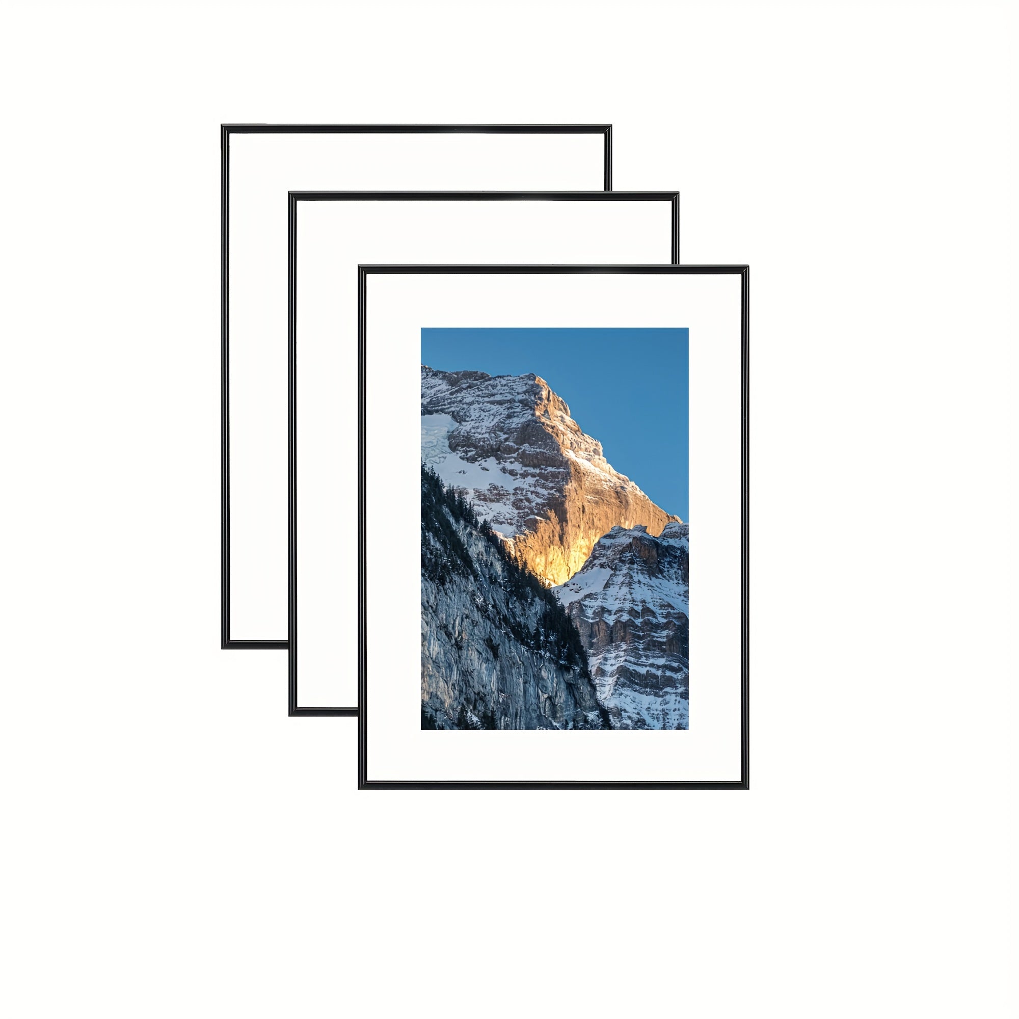 Set di Cornici per Foto a 3 Pezzi - Per Esposizione a Muro e su Tavolo, Ideale per Decorazioni per la Casa e Regali, Nera, Rettangolare
