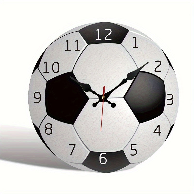 Orologio da Parete in Legno con Design Calcio - Orologio Silenzioso per Soggiorno e Camera da Letto