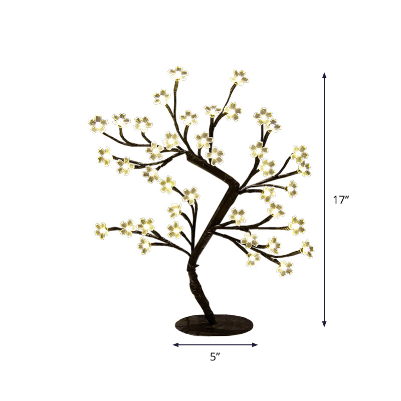 Lampada da comodino ArtDeco con ombra in plastica e fiori di ciliegio