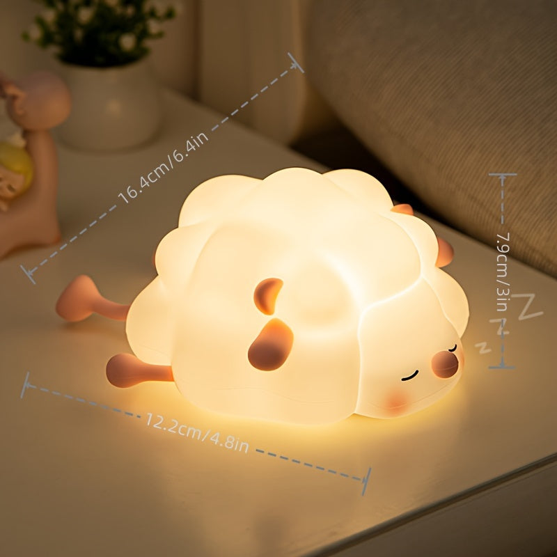 SheepGlow - Lampada Notturna LED Rosa a Forma di Pecora Ricaricabile USB