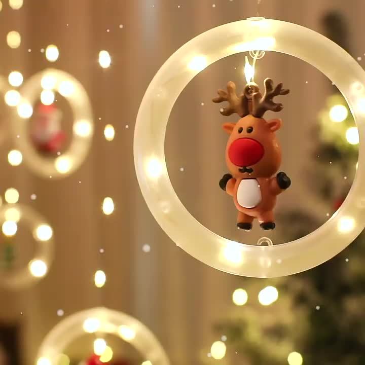 New Christmas lights with Santa Claus cartoon shape, hanging window curtain lights, LED color lights, window decoration, star lights, USB interface, Halloween gift.