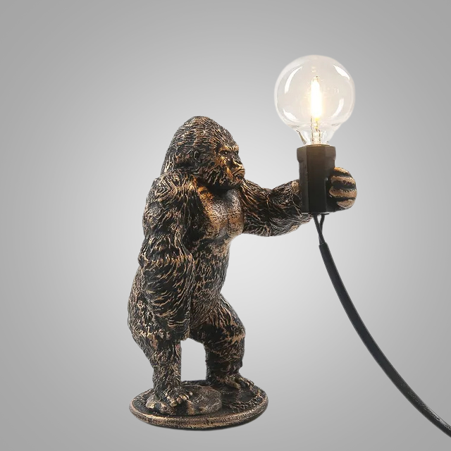 GorillaLux - Unique Gorilla Table Lamp | Modern Animal Lamp with Warm LED Lighting