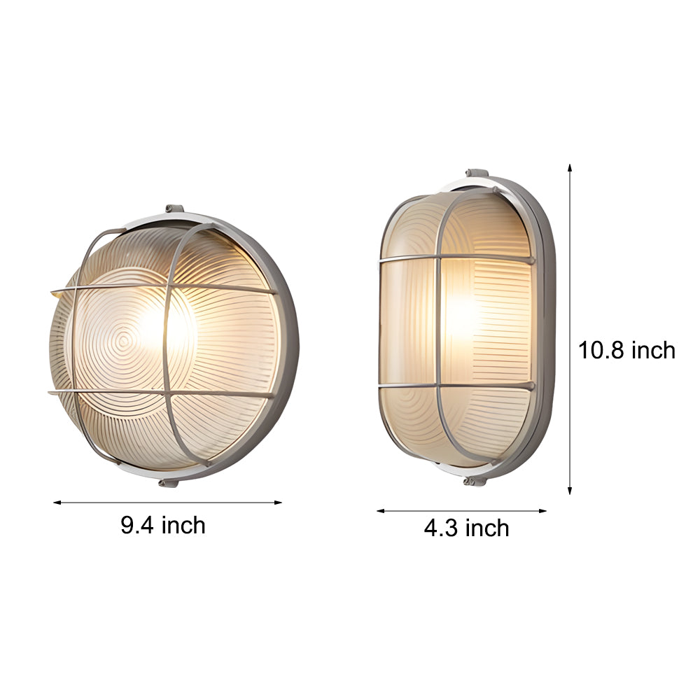 1-Luce Retro Industriale Ovale/Rotonda Lampada da Parete Esterna