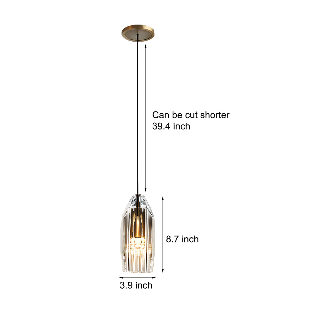 Lampada a sospensione geometrica con accenti in cristallo