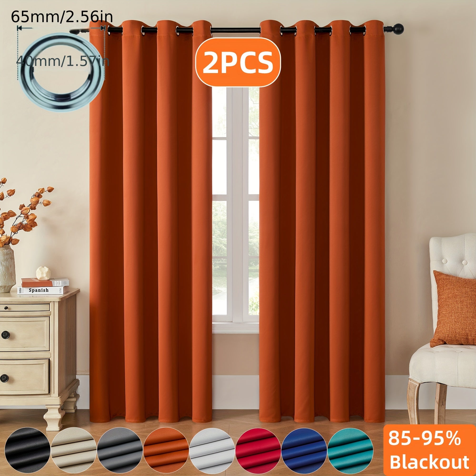 Verduisterende Gordijnen - 2 Stuks Moderne Polyester Gordijnen met Thermische Isolatie en Oogjes
