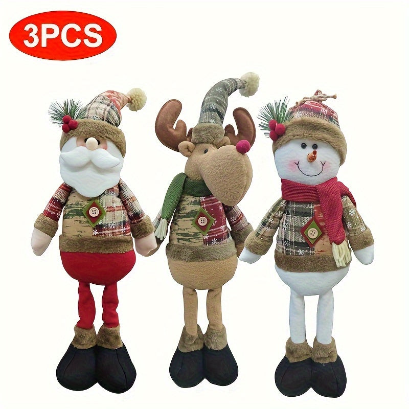 HolidayPop - Standing Christmas Figurine Set of 3, Reindeer, Snowman & Santa Claus