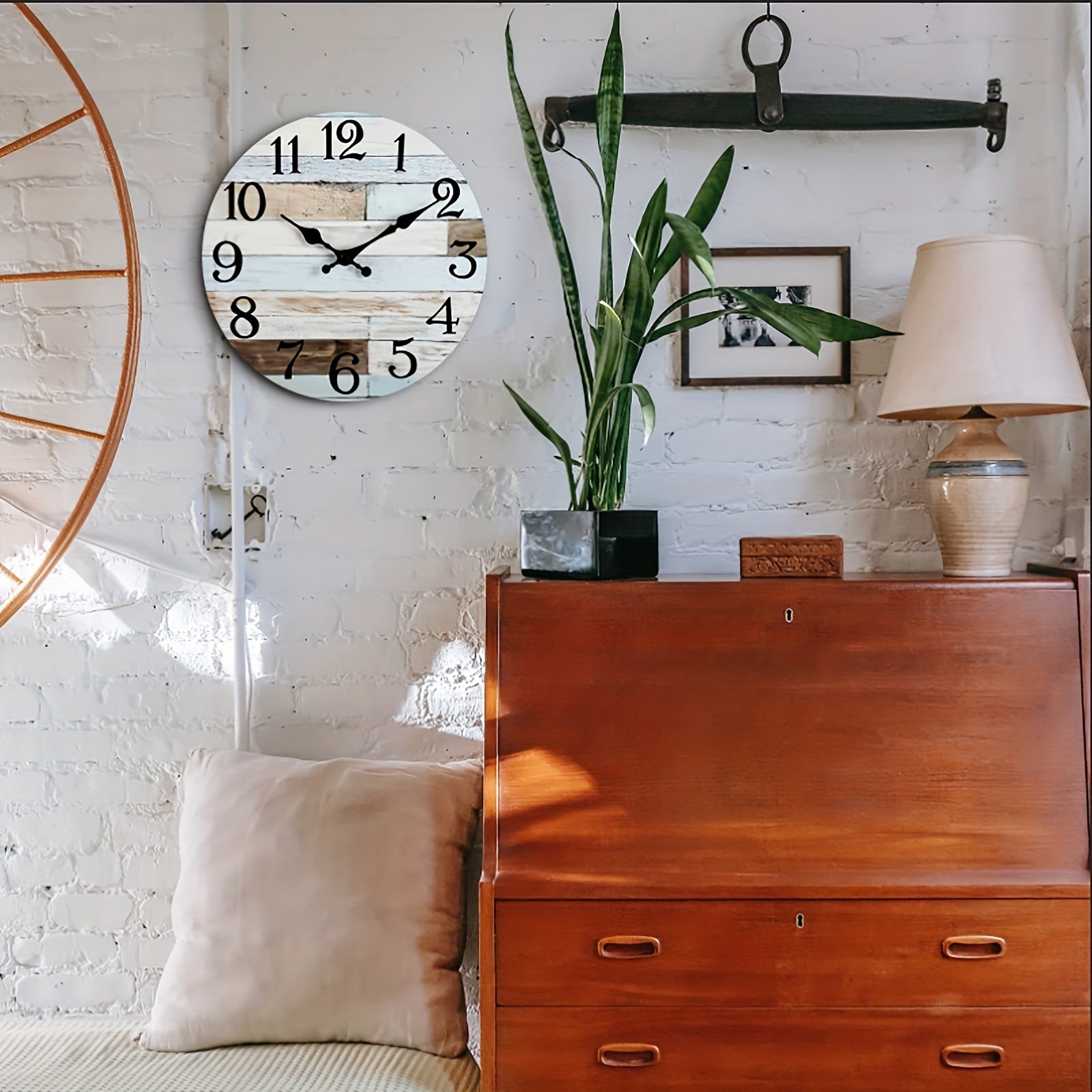 Nautical Wall Clock - Silent Round Clock, Blue Theme for Outdoor and Indoor Use