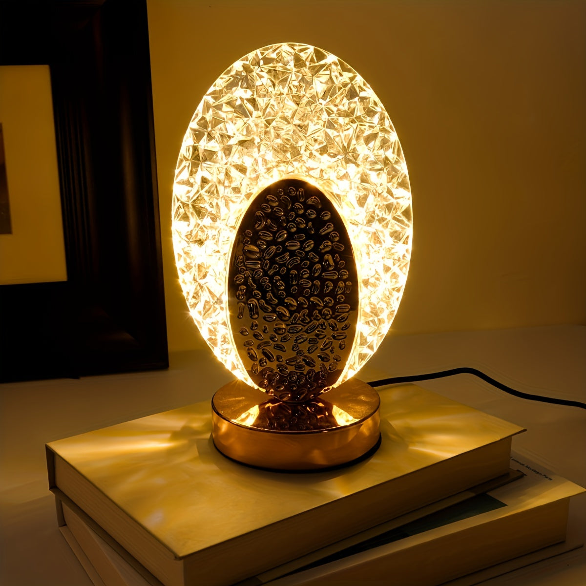 FeatherLamp - Candeeiro de Mesa Tátil USB com Design de Pena de Pavão, Luz LED Infinitamente Regulável