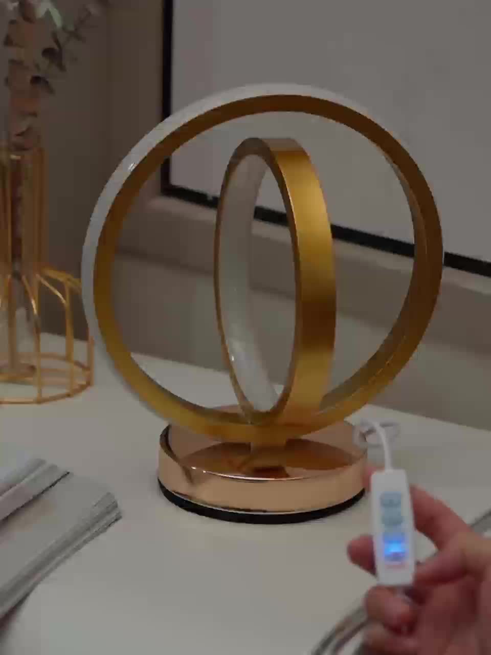LumiSunset - Modern Metal Table Lamp, USB-Powered, Dimmable Desk Lamp