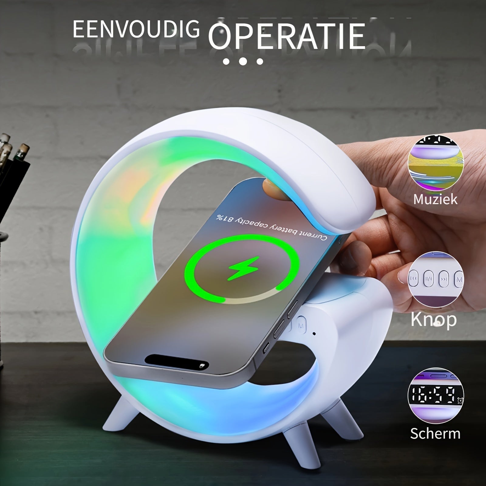 SlimLamp - Wireless Charging Table Lamp with Alarm Clock and Sleep Aid