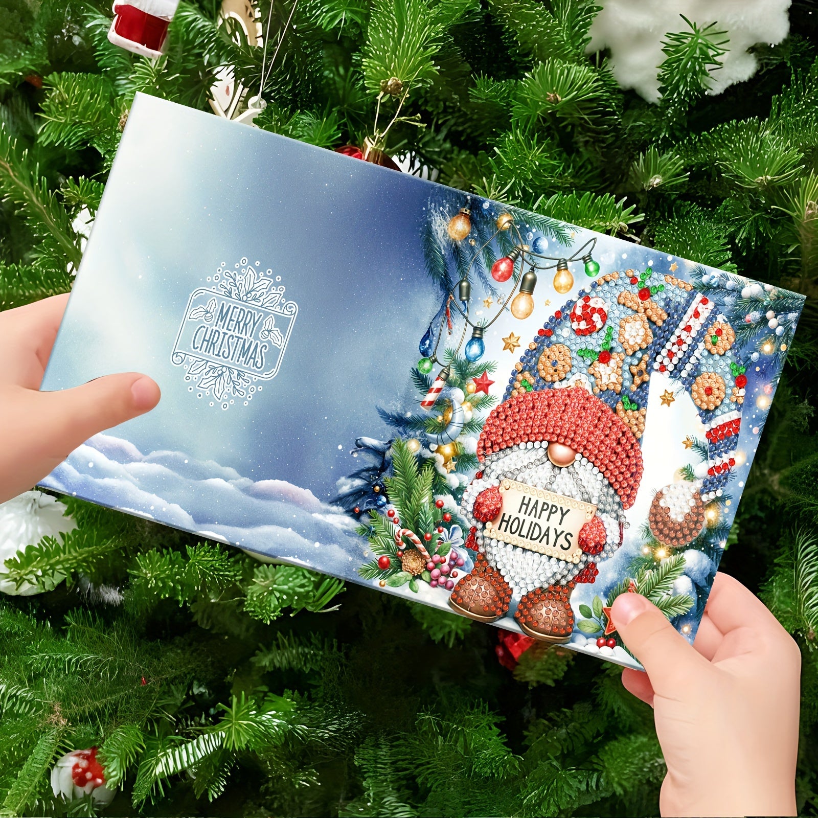 Set di biglietti di Natale fai-da-te con pittura diamantata - 12 biglietti di auguri a tema Babbo Natale per feste di vacanza e famiglia