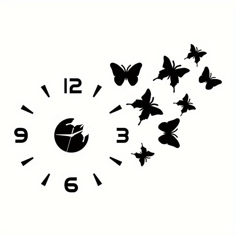 AcrylicButterfly - Relógio de Parede Espelho 3D Borboleta Faça Você Mesmo