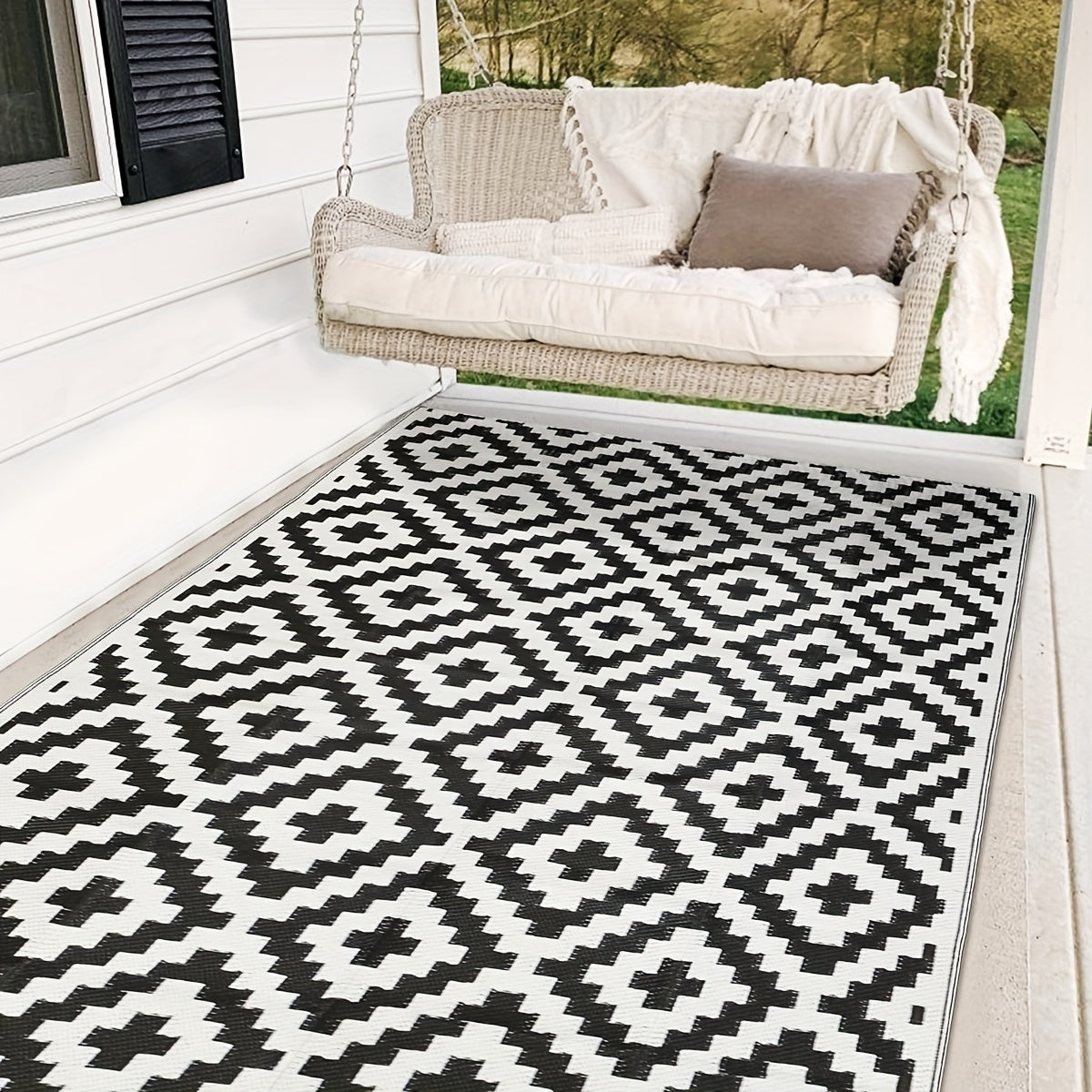 Alfombra Reversible - Césped Artificial Moderno para Exterior, Gran Alfombra para RV, Patio, Jardín, Playa y Camping