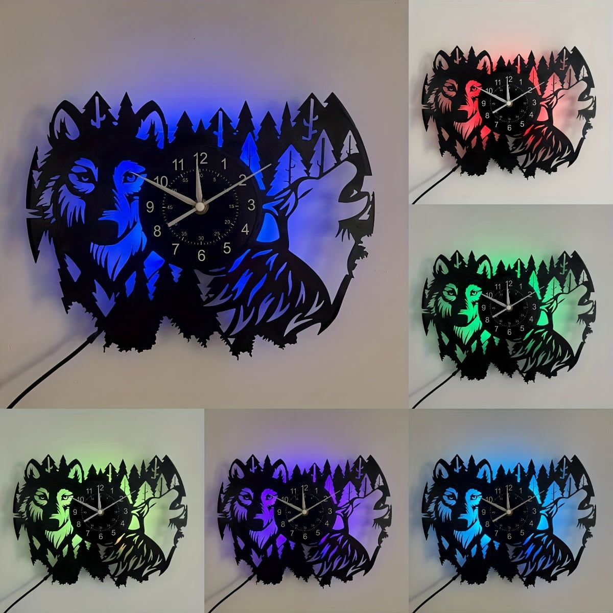Vinyl Record Wolf Theme Wall Clock - Silent Clock for Living Room and Bedroom Decor
