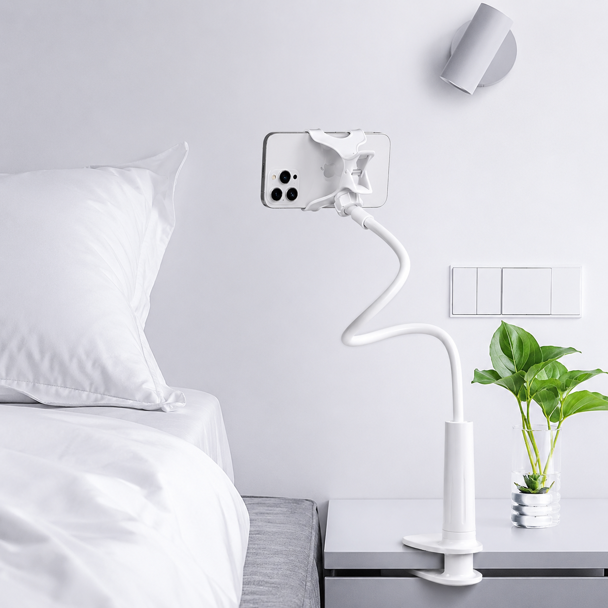 Supporto Telefono Collo D'oca Letto Flessibile Stabile Morsetto Smartphone Letto