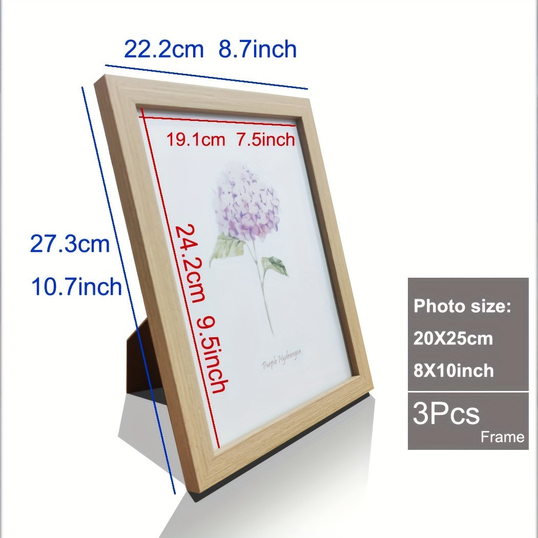 Juego de 3 Marcos de Fotos de Madera - Marco de Fotos Clásico para Decoración de Pared y Mesa, Perfecto para Fiestas y Regalos