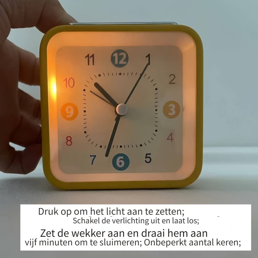 TimeCube - Square Metal Alarm Clock with Night Light and Snooze
