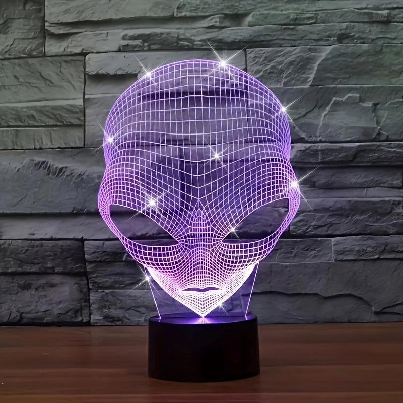 CosmicGlow - Candeeiro de Mesa 3D com Base Preta e Iluminação LED de 7 Cores