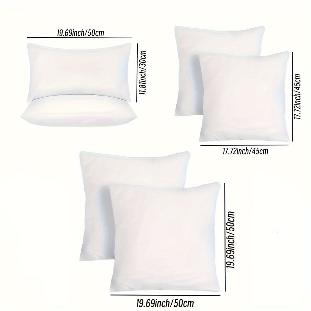 6 Pieces White Premium Waterproof Pillow Inserts - Soft, Durable Cushions for Sofa and Living Room Decoration