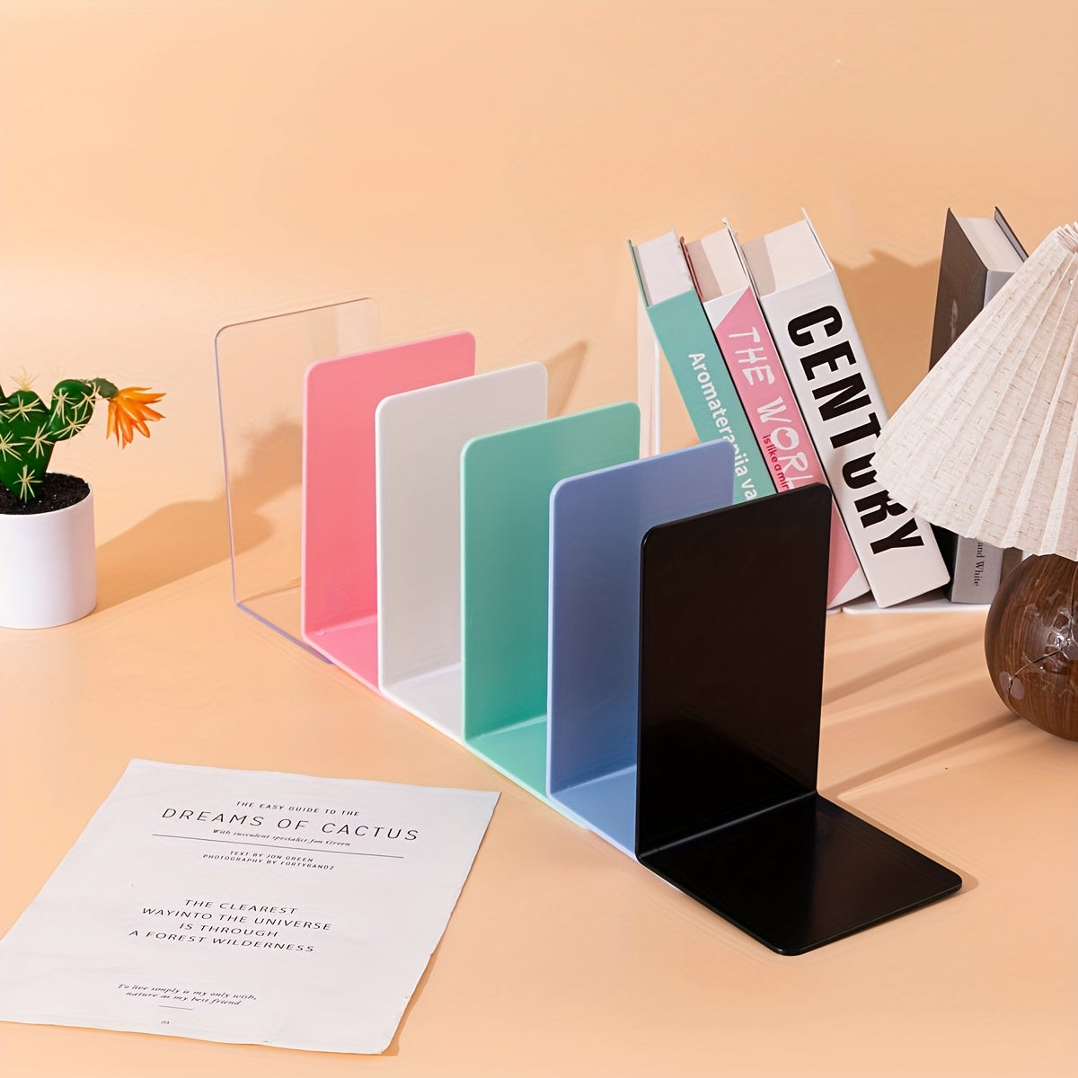 Conjunto de 8 Suportes de Livros em Forma de L - Material PP Durável, Organizador para Secretária e Estudantes