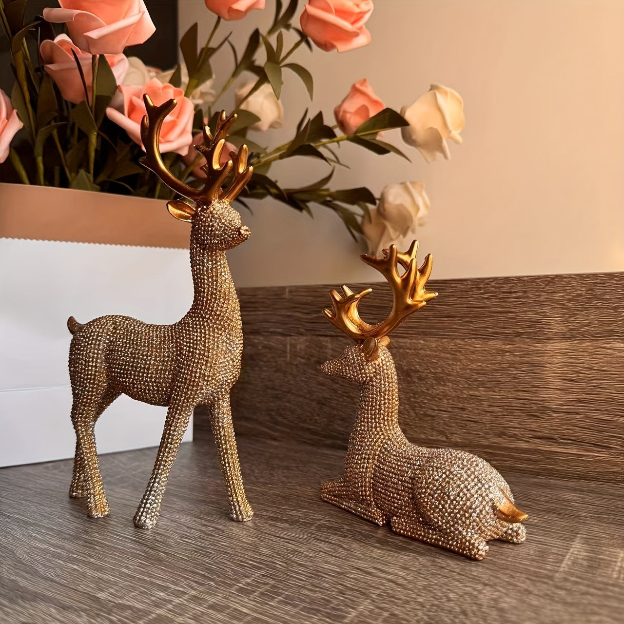 Christmas Reindeer - Set of 2 Reindeer Figurines for Indoor & Outdoor Use