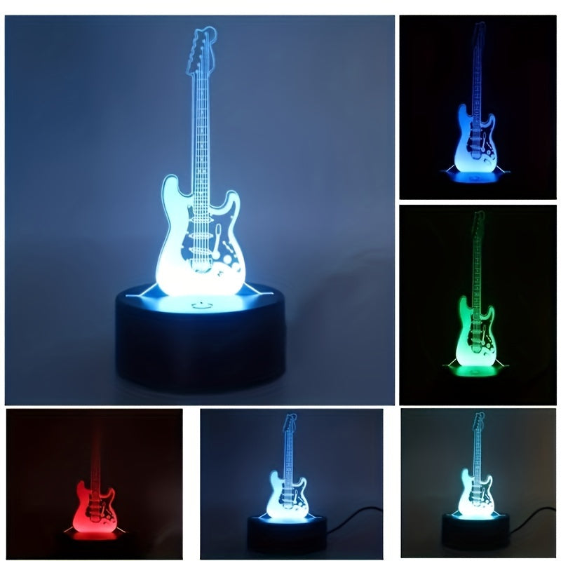 MusicGlow - 3D Guitar LED Night Light with Multicolored Ambient Lighting