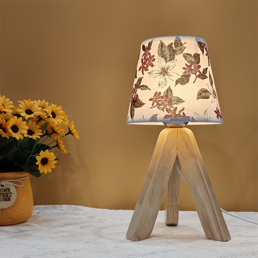BloemLamp - Lampada da tavolo LED moderna con base in legno, alimentata via USB