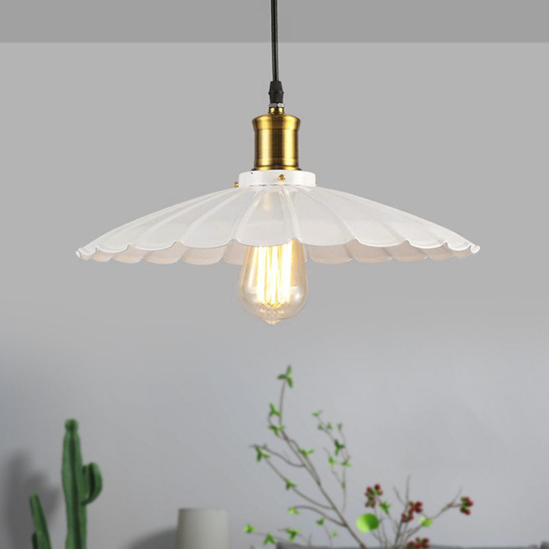 Lampada a sospensione industriale ondulata 1 luce in nero/bianco