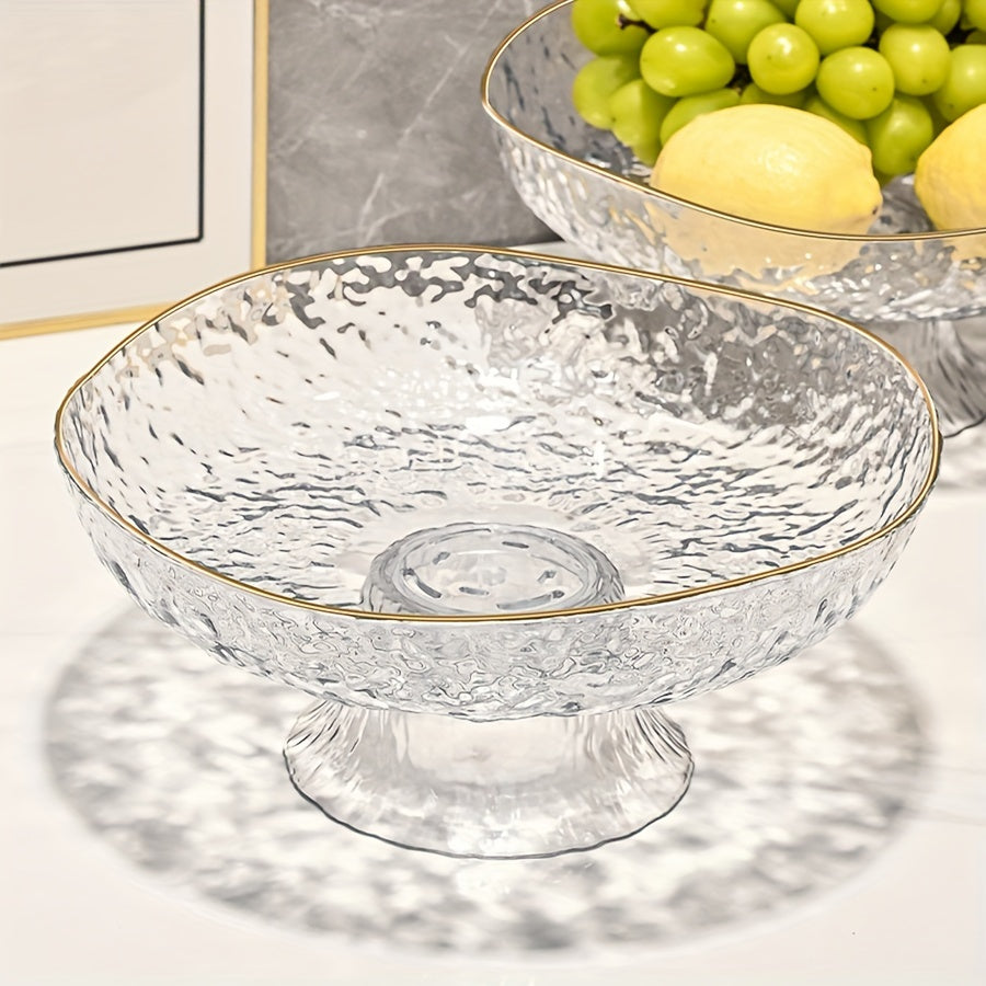 ClearServe Fruit Bowl - Transparent PET Bowl with Drain for Snacks