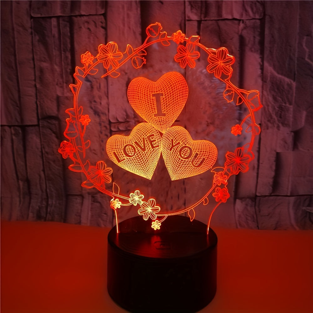 IllusieLicht - Candeeiro Noturno 3D Coração de Amor