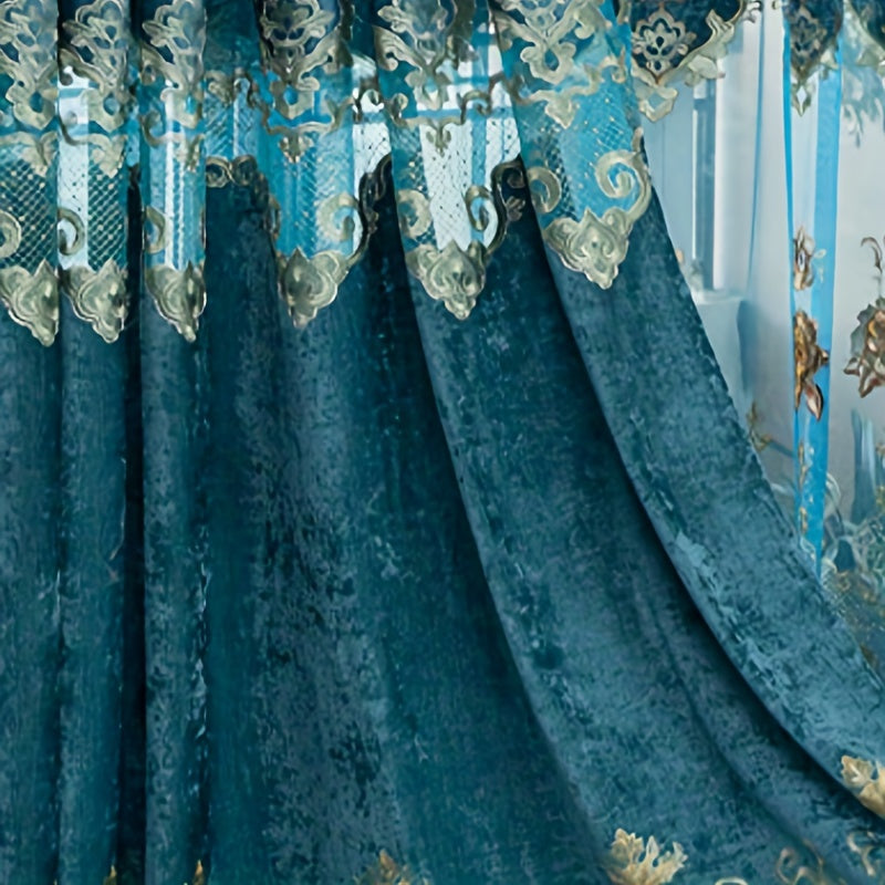 Cortinas Bordadas de Chenilla Hol - Cortinas Protectoras contra el Sol para Sala de Estar, Comedor, Dormitorio