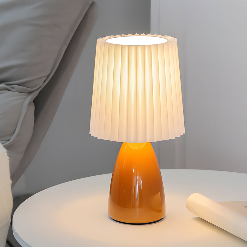 Lampada da tavolo plissettata - base in vetro e USB, dimmerabile 12''